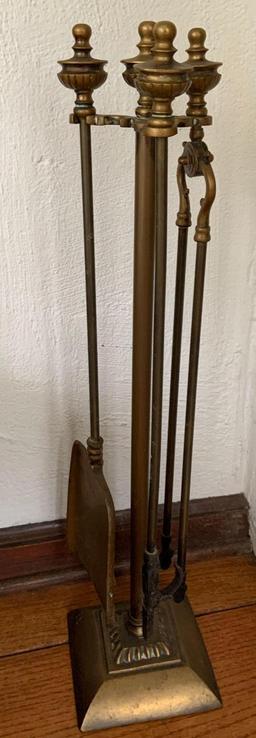 Vintage brass fireplace set