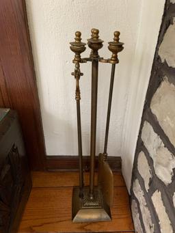 Vintage brass fireplace set