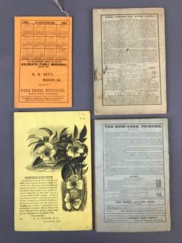 Group of 4 Antique Almanacs and Receipt Book