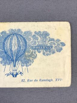 Rare Antique Illustrated Business Card of French Balloonist Charles Dollfus