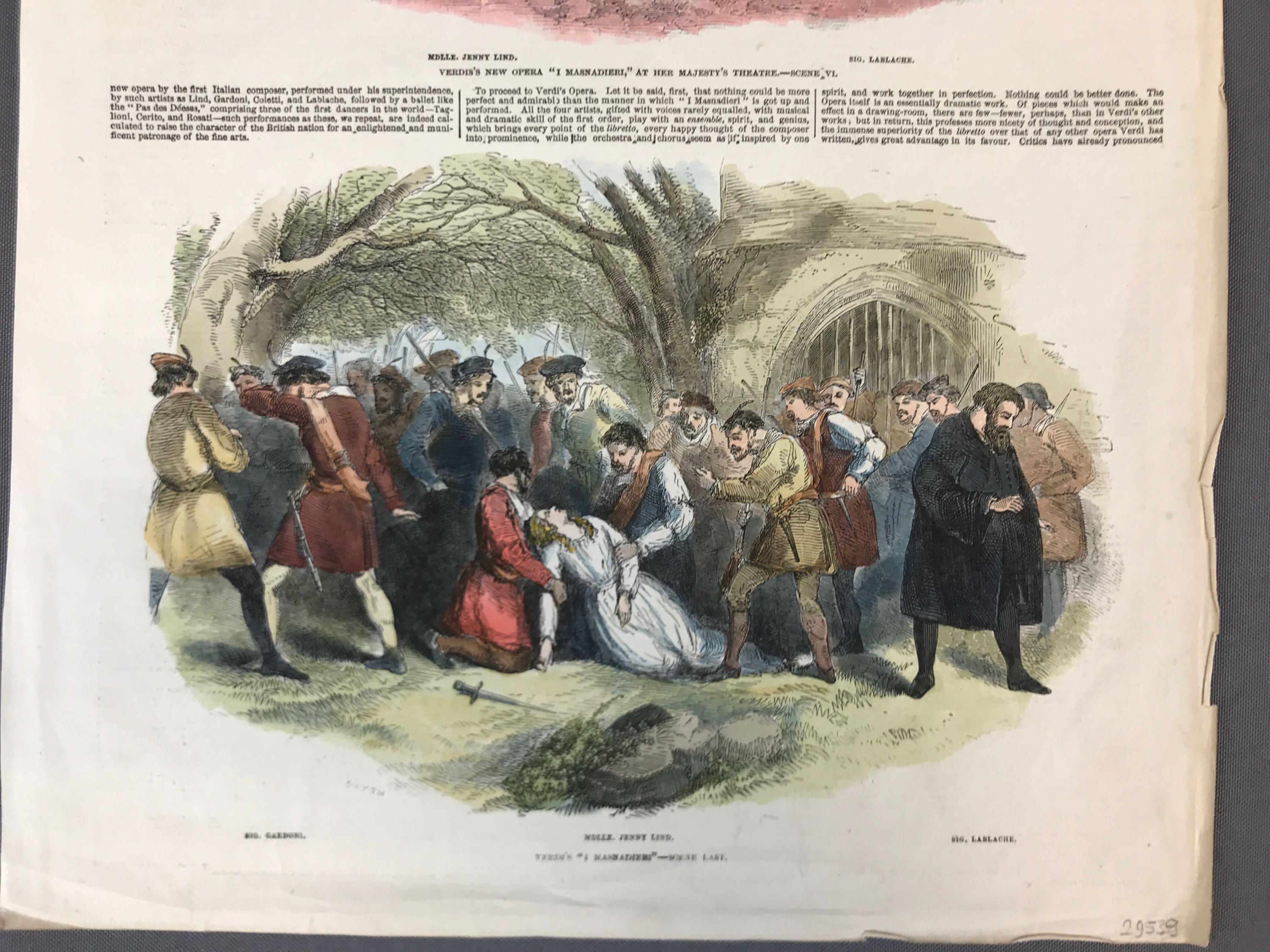 Antique Hand Colored Illustrated London News Jenny Lind Scenes