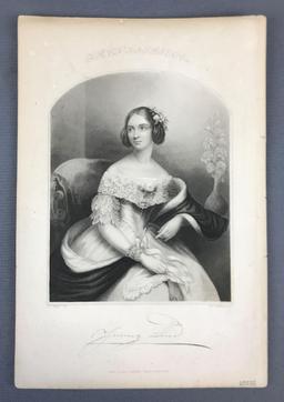 Antique Jenny Lind Engraving with Facsimile Signature