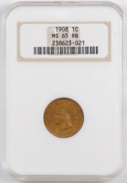 1908 Indian Head Cent (NGC) MS65RB.