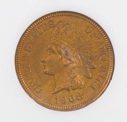 1908 Indian Head Cent (NGC) MS65RB.