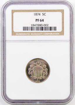 1874 Shield Nickel (NGC) PF64.