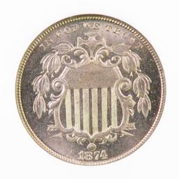 1874 Shield Nickel (NGC) PF64.
