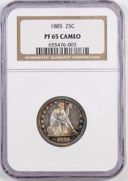 1885 Seated Liberty Silver Quarter (NGC) PF65 Cameo.