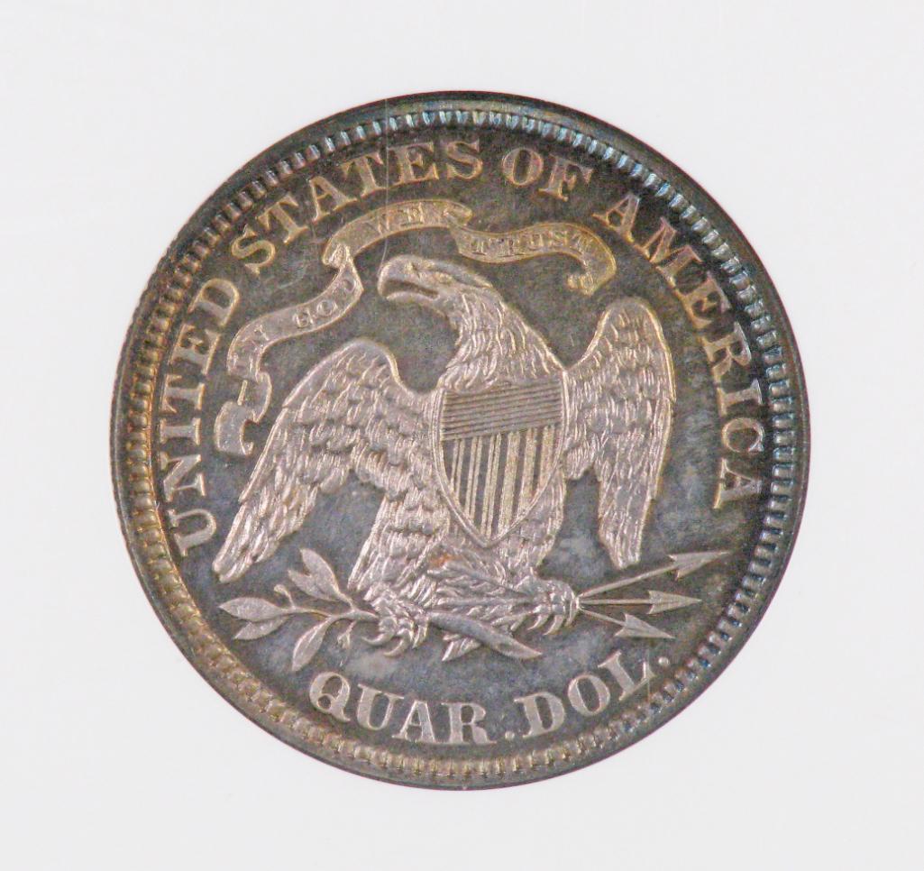 1885 Seated Liberty Silver Quarter (NGC) PF65 Cameo.
