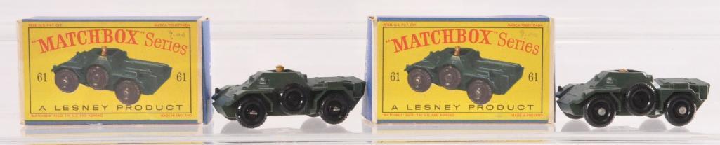 Group of 2 Matchbox No. 61 Army Scout Cars with Original Boxes