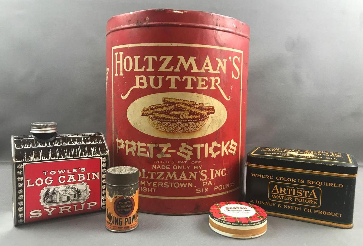 Group of 5 vintage tins