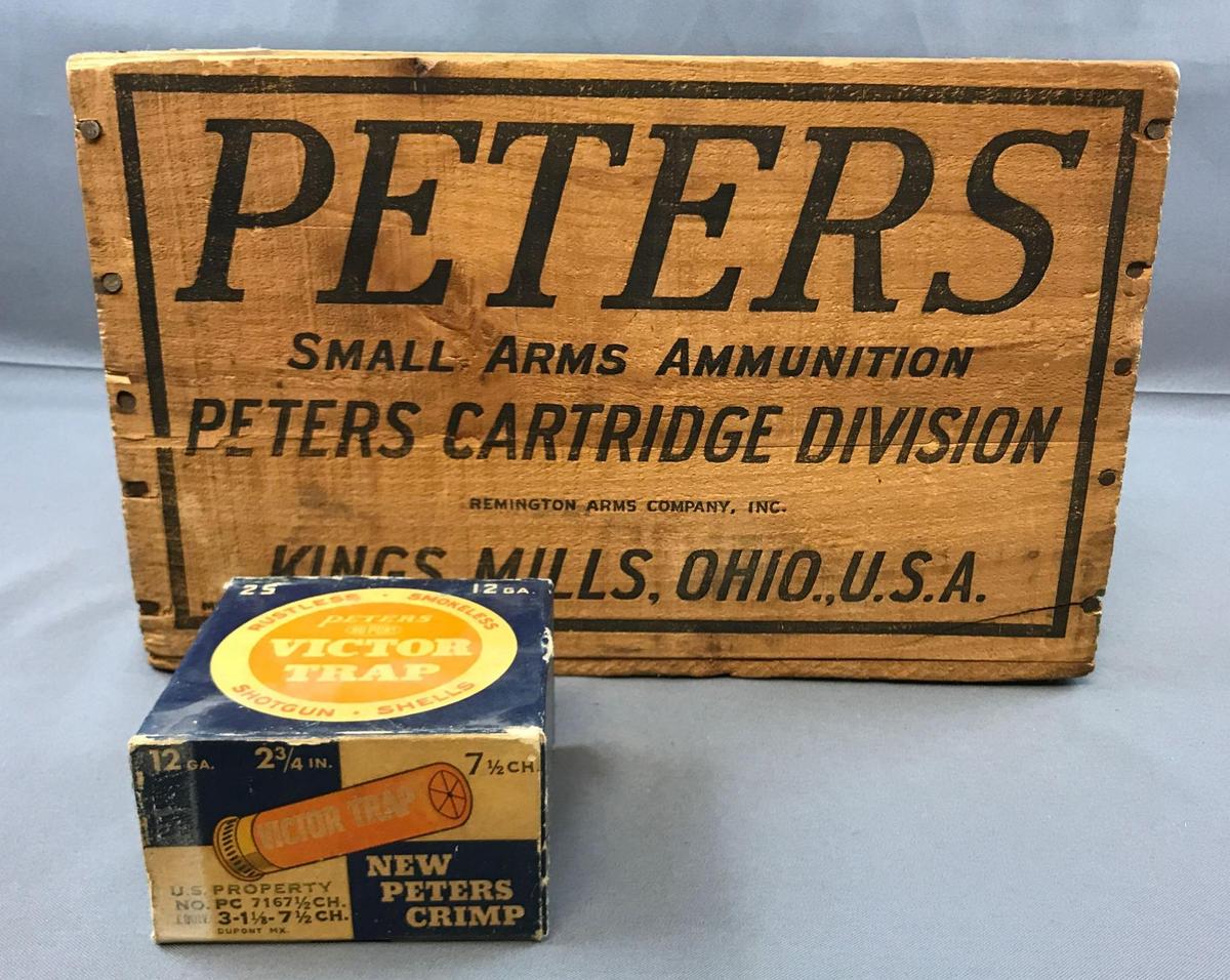 Vintage Peters Ammunition Crate with Shotgun Shells