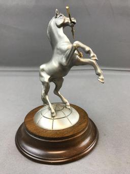 Rampant Colt pewter statue by Brian Rodden