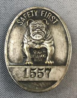 Vintage Safety First Avery Bulldog Line Badge/pin