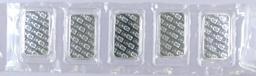 Group of (5) Johnson Matthey 1oz. Troy .999 Fine Silver Bar / Ingots.