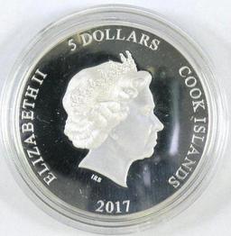 2017 Cook Islands $5 Fantastic Beasts One Ounce .999 Fine Silver.