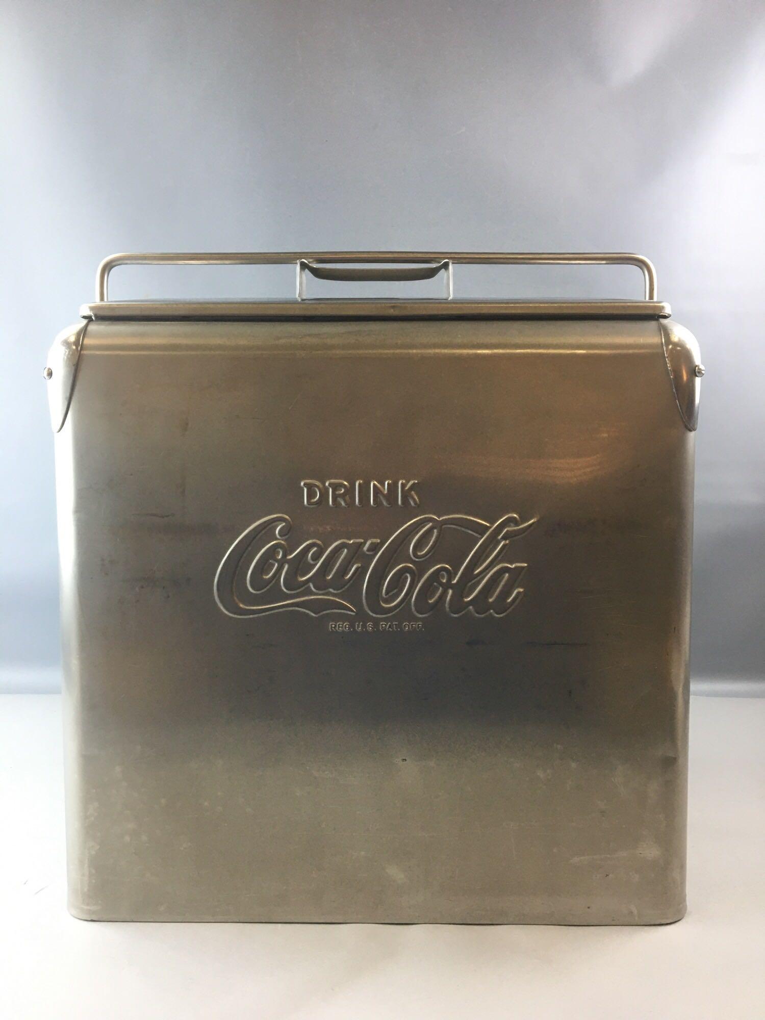 Vintage Coca-Cola Action Stainless Steel Embossed Cooler