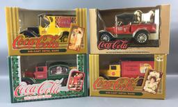 Group of 4 Coca-Cola Die-cast Metal Truck Banks