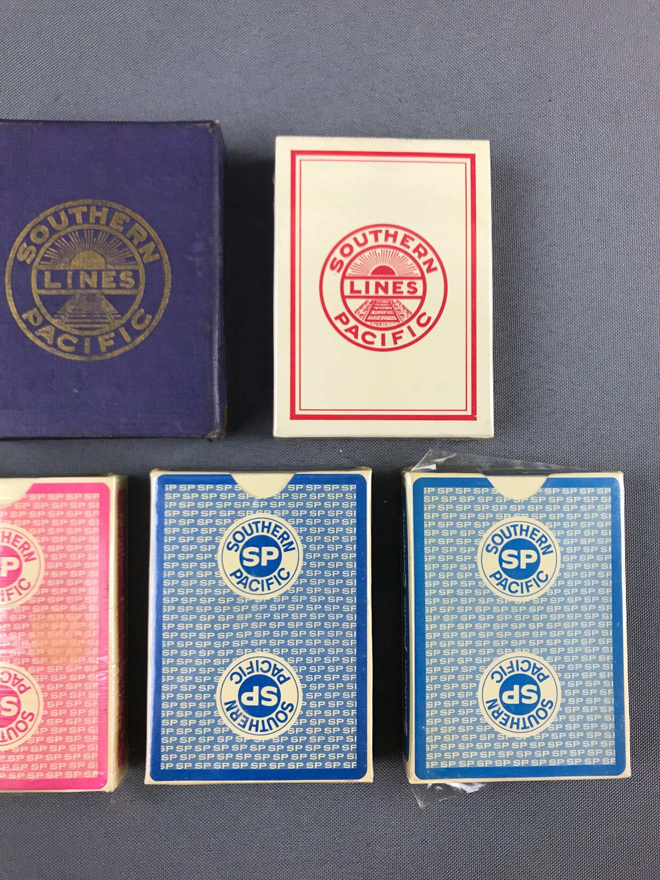 Group of 7 Vintage southern pacific railway playing cards