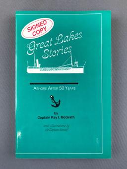 Group of 17 books about ships and shipwrecks including Shipwrecks of the Great Lakes