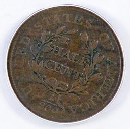 1804 Draped Bust Half Cent (ANACS) F12 Details.
