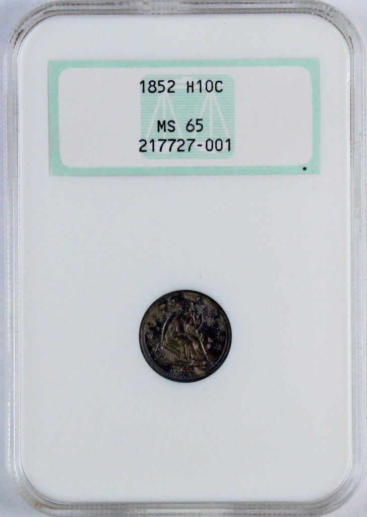 1852 P Seated Liberty Silver Half Dime (NGC) MS65.