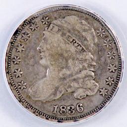 1836 Capped Bust Silver Dime (ANACS) VG10.