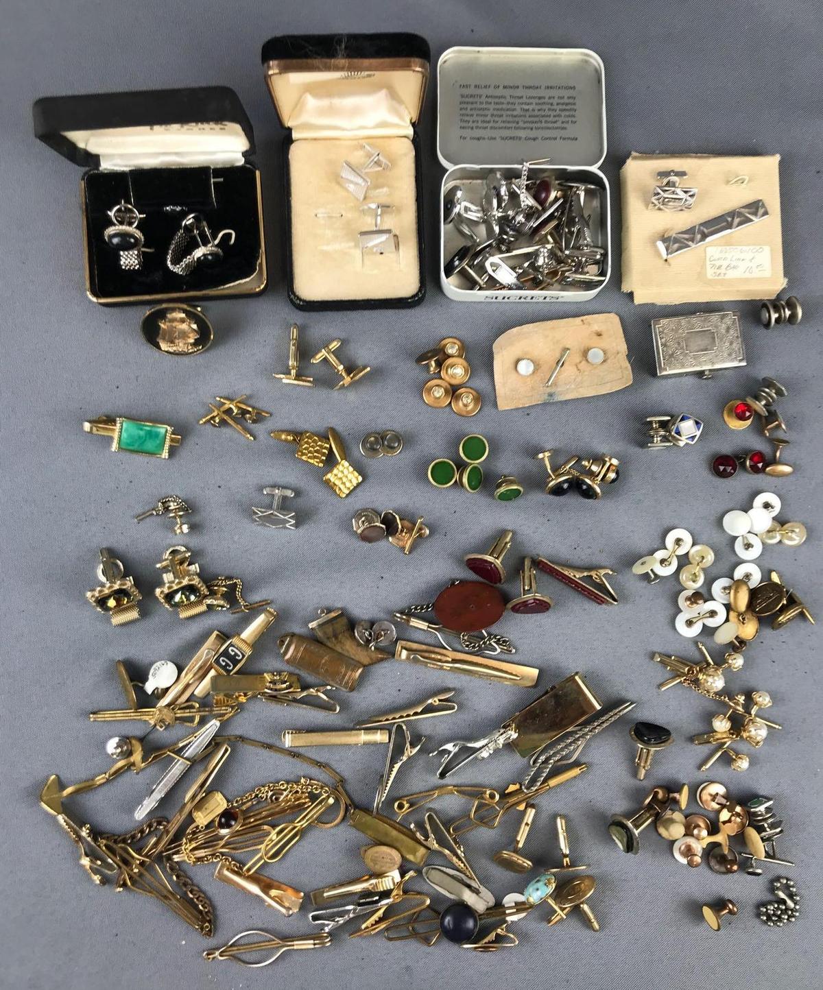 Group of 100+ pieces Studs, Cuff Links, Tie Bars and more