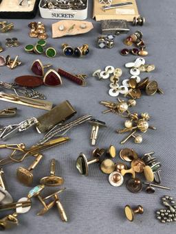 Group of 100+ pieces Studs, Cuff Links, Tie Bars and more