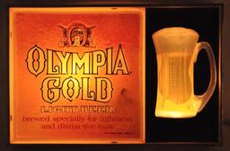 Vintage Olympia Gold Light Beer Light Up Advertising Bubbler Motion Beer Sign