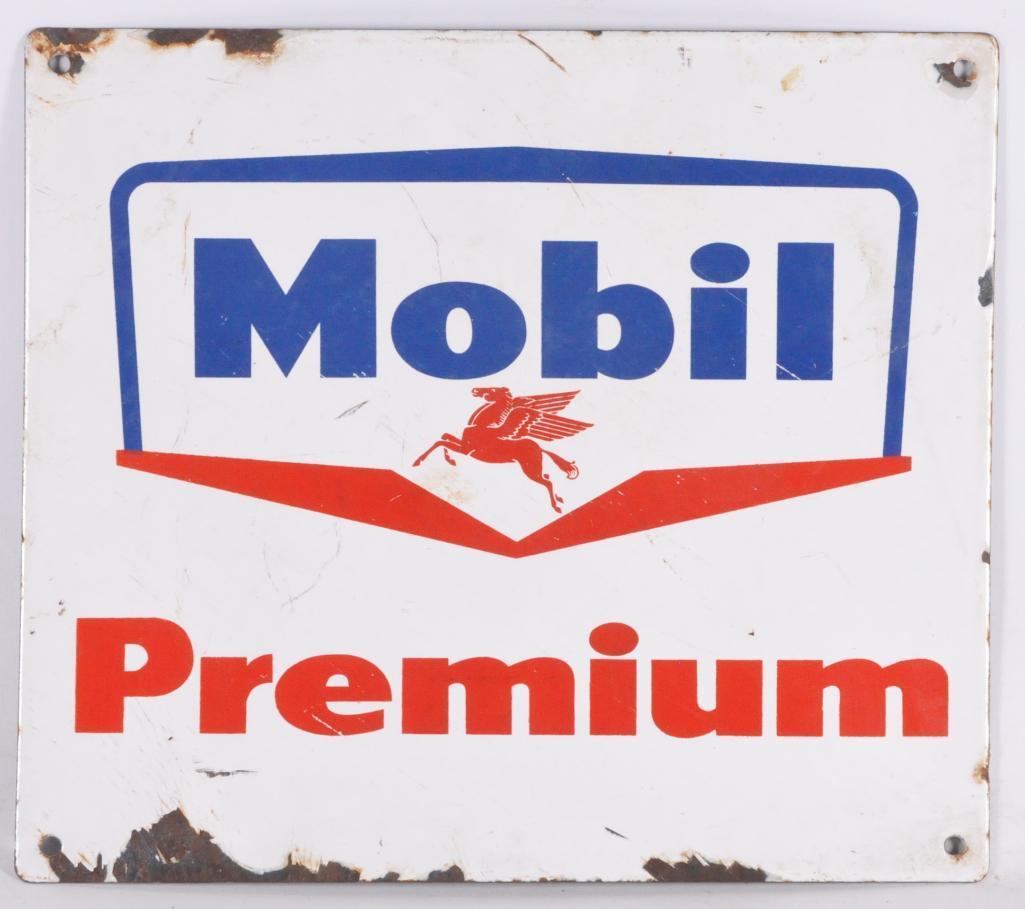 Vintage Mobil Premium Porcelain Pump Plate Sign