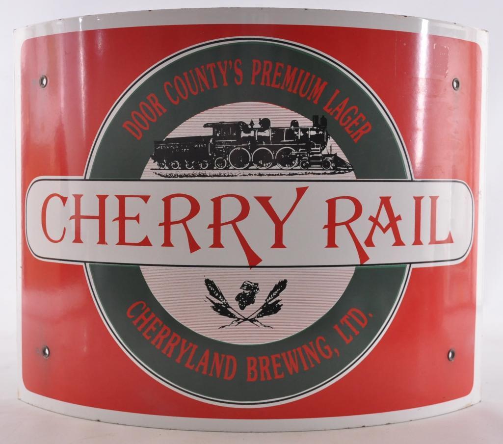 Cherryland Brewing Door County Cherry Rail Advertising Porcelain Beer Sign