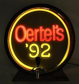 Oertel's '92 Light Up Advertising Half Barrel Beer Sign