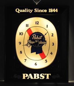 Vintage Pabst Blue Ribbon Light Up Advertising Beer Clock