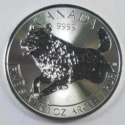 2018 Canada Silver Wolf Predator Series 1oz. .9999 Fine Silver.