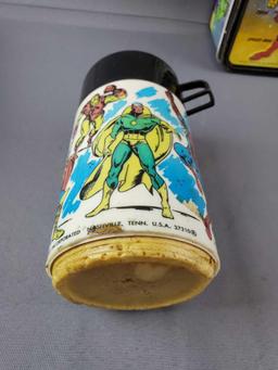 Vintage Marvel Comics Super Heroes Metal Lunch Box and Thermos