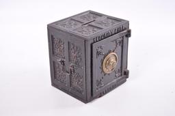 Antique Security Safe Deposit Cast Iron Coin Bank