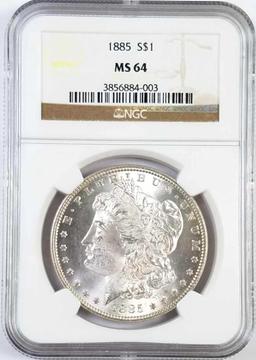 1885 P Morgan Silver Dollar (NGC) MS64.