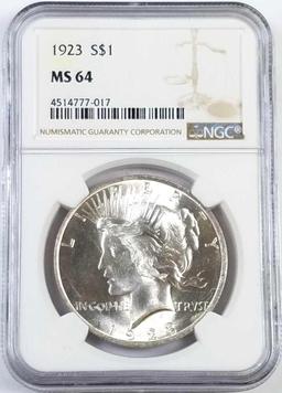 1923 P Peace Silver Dollar (NGC) MS64.