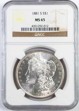 1881 S Morgan Silver Dollar (NGC) MS65.