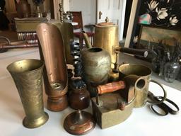 Group of vintage brass and other items