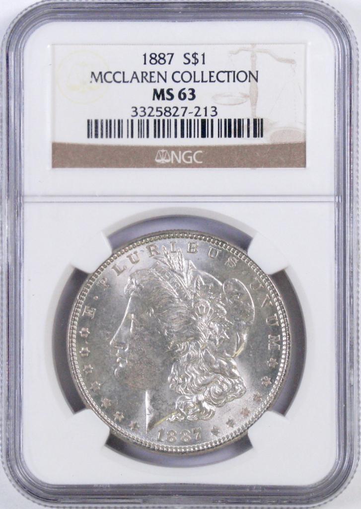 1887 P Morgan Silver Dollar (NGC) MS63.