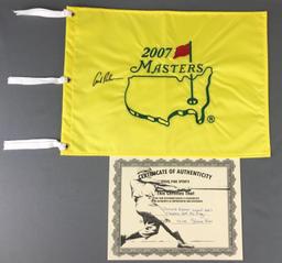 Arnold Palmer autographed 2007 masters pin flag with C. O. A.