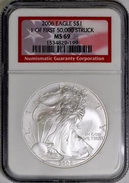 2006 American Silver Eagle 1oz. (NGC) MS69.