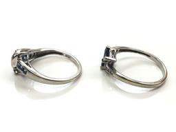 Lot of 2 Sapphire Rings : 10k White Gold + Sapphire "Bi-pass" Ring