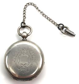 Antique Silver French Key Wind Pocket Watch