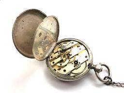 Antique Silver French Key Wind Pocket Watch