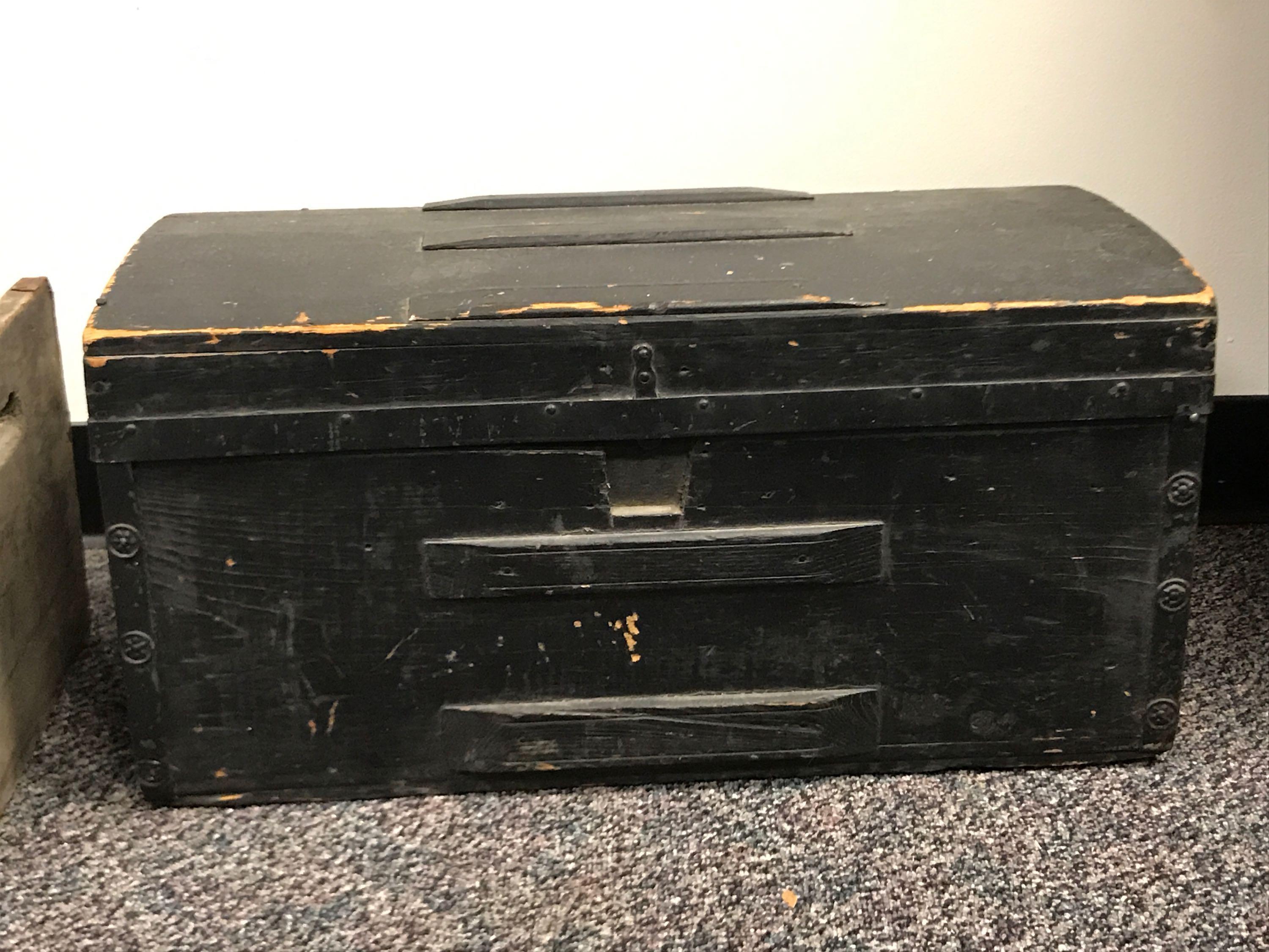 Group of 5 Antique Wooden Crates Trunk Chair Trunk