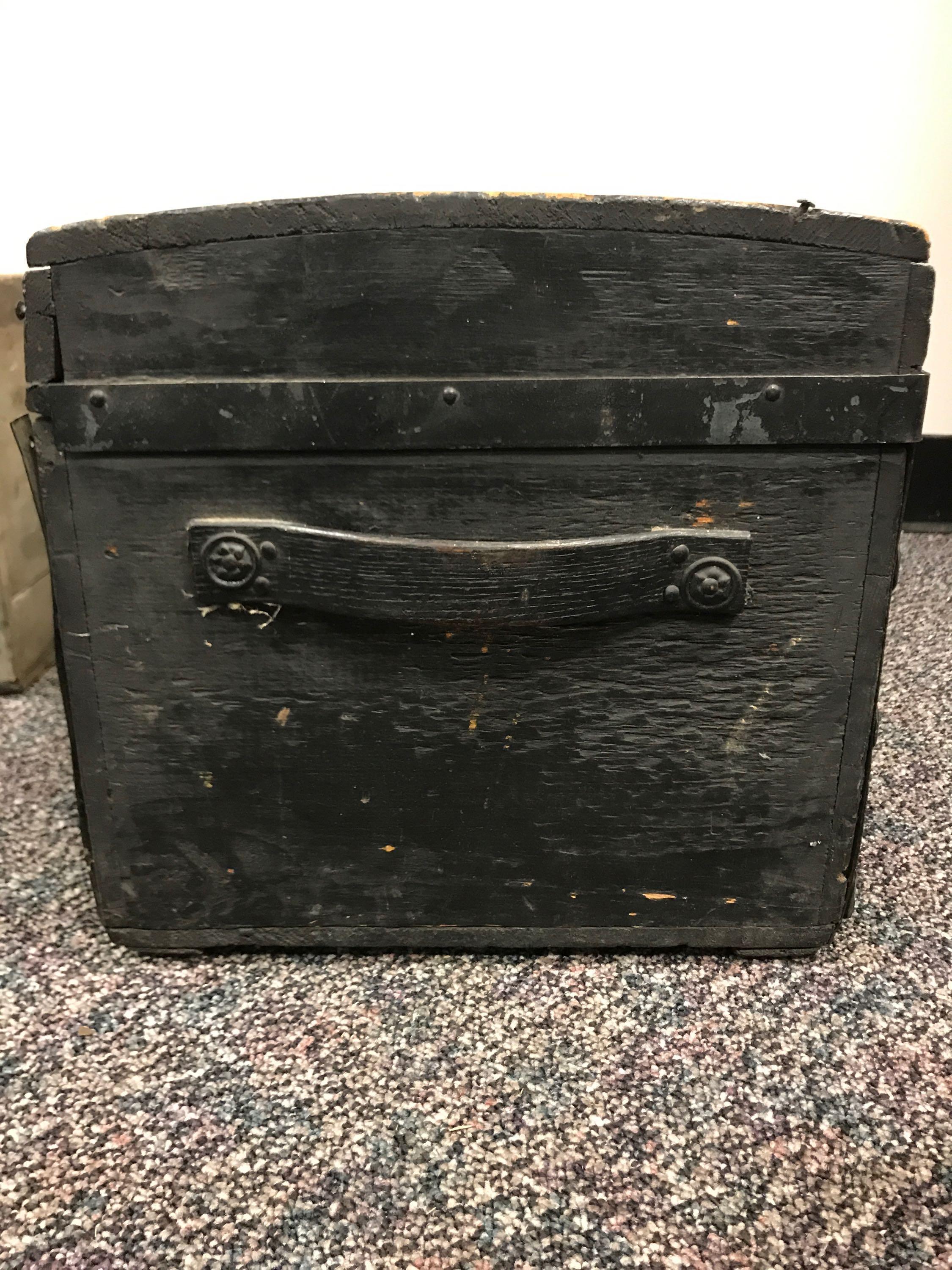 Group of 5 Antique Wooden Crates Trunk Chair Trunk