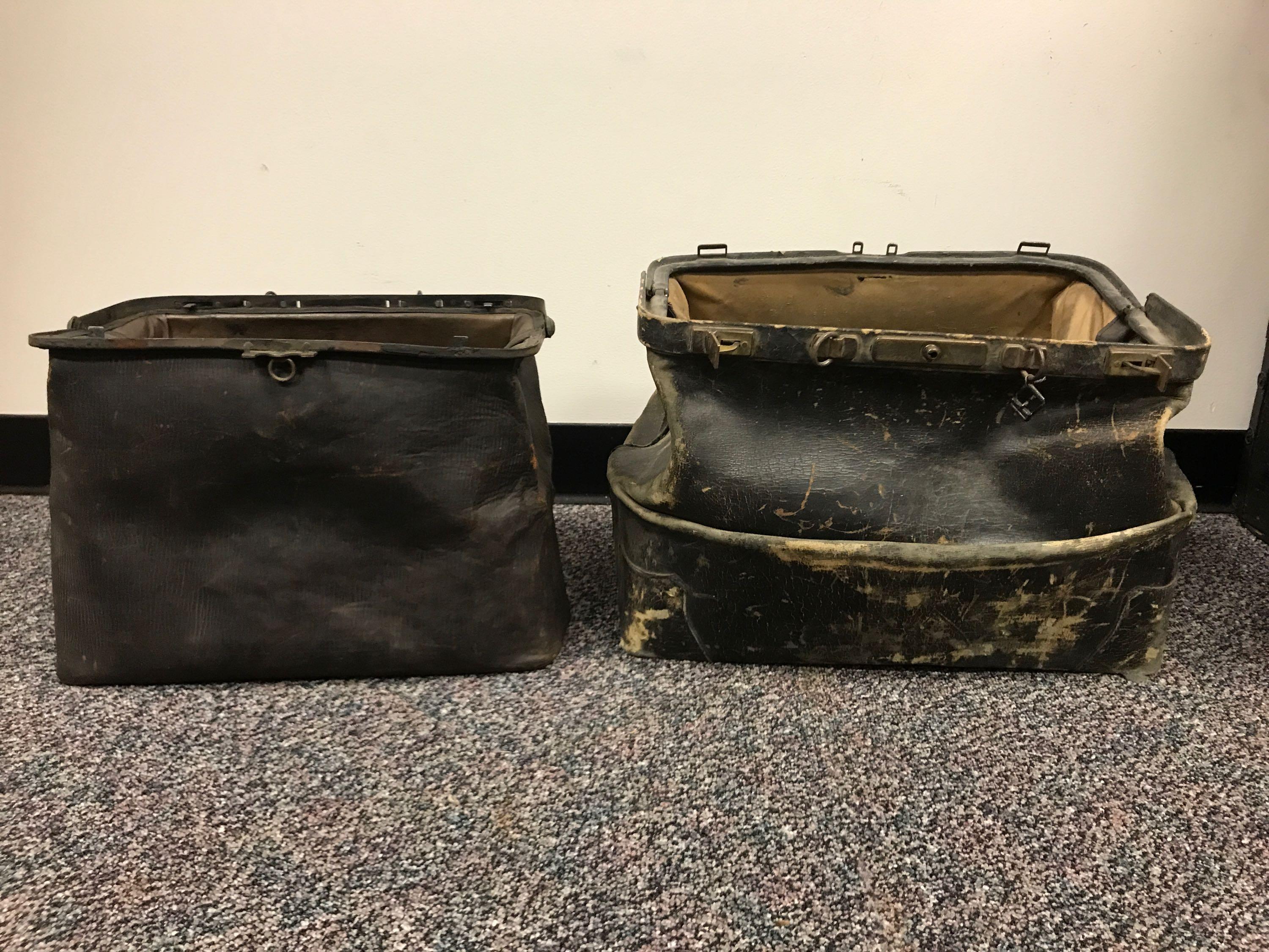 Group of 2 Antique Leather Doctors Cases