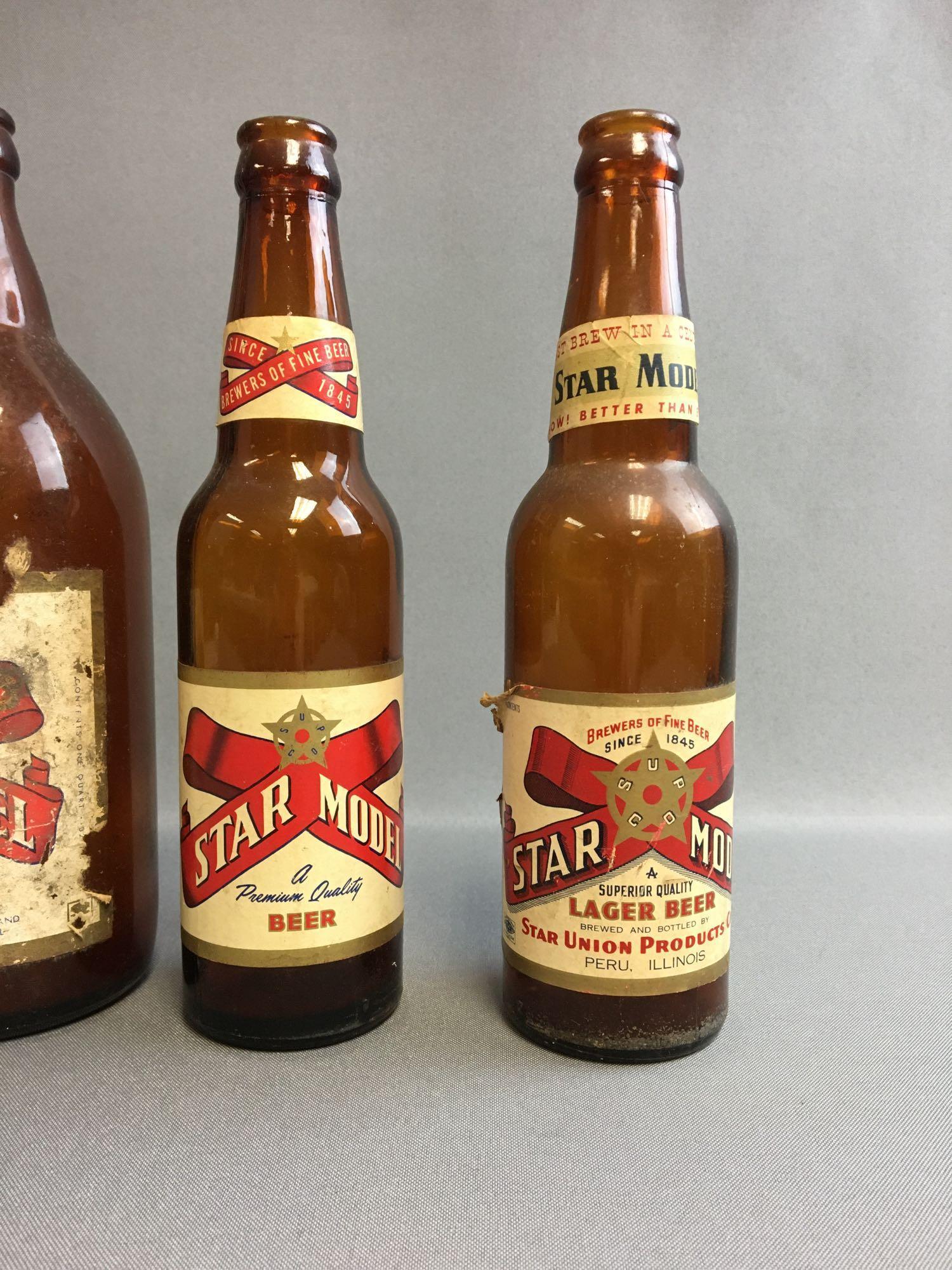 Group of Vintage Star Model Beer Bottles and Cans